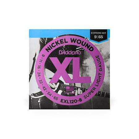 Daddario EXL120-8 8-String 09-65 Wound Electric Guitar Strings