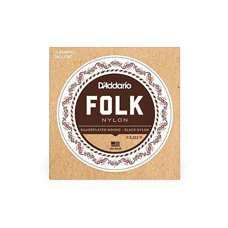 Daddario EJ32 Folk Nylon Guitar Strings Ball End Silver