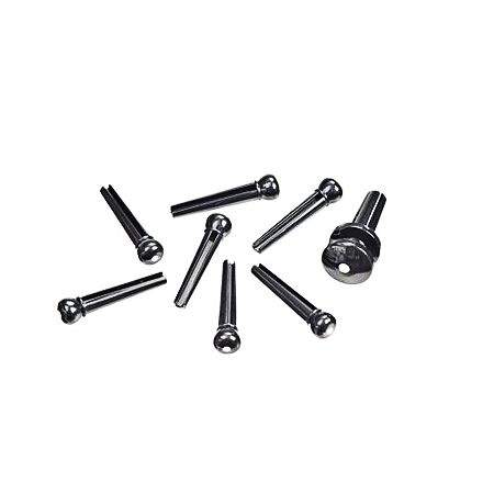 Daddario Injected Bridge Pins BLK Dot End Pin Set Black with Dot