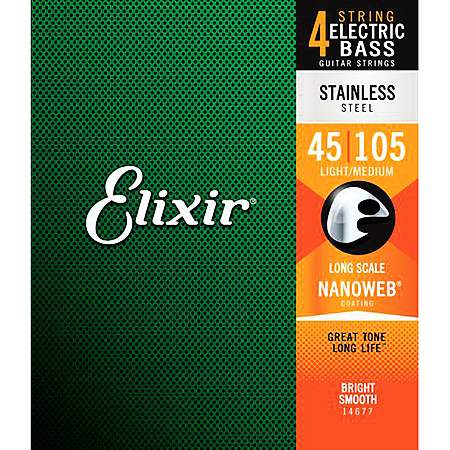 Elixir 14677 Stainles Steel Nanoweb 045-105 