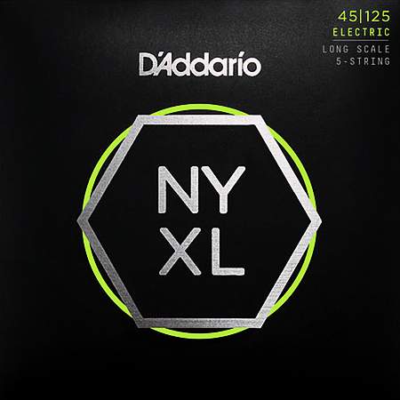 D'Addario NYXL45125 Nickelplated Steel Light Top Medium Bottom 5-Saiter