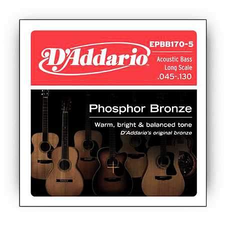 D'Addario EPBB170-5  Phosphor Bronze Akustik Bass Saiten 045-130