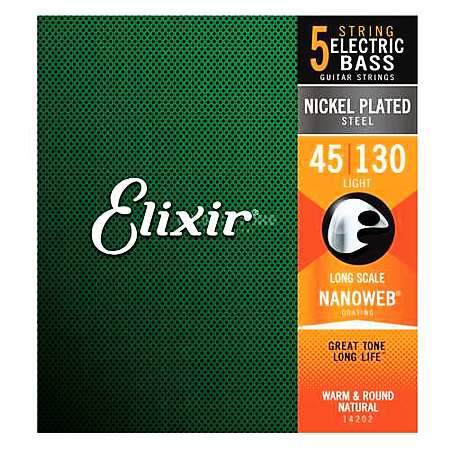 Elixir 14202 Bass Nanoweb Light 045-130