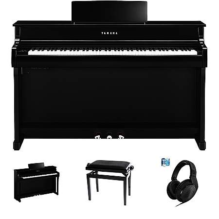 Yamaha CLP-835 PE Digital Piano Polish Black Bundle/Set