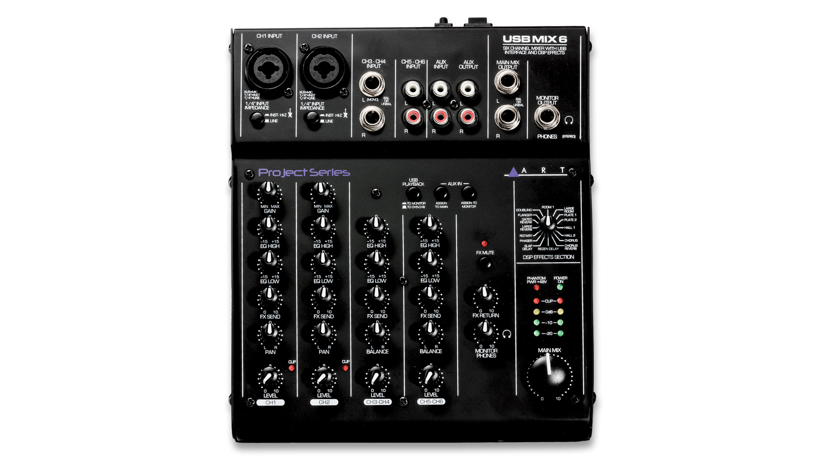ART USBMix6 Mischpult mit Effekten USB Audio Interface