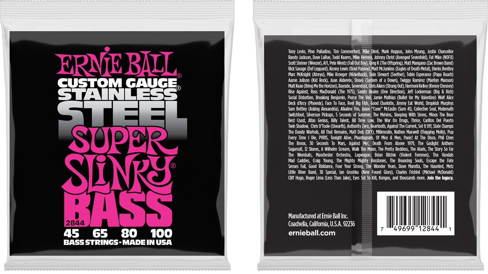 Ernie Ball EB-2844 Stainless Steel Super Bass Saiten 045-100