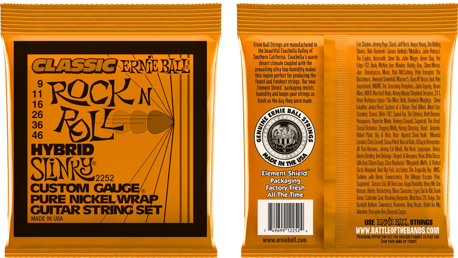 Ernie Ball EB2252 Rock n Roll Hybrid Slinky Saiten 009-046