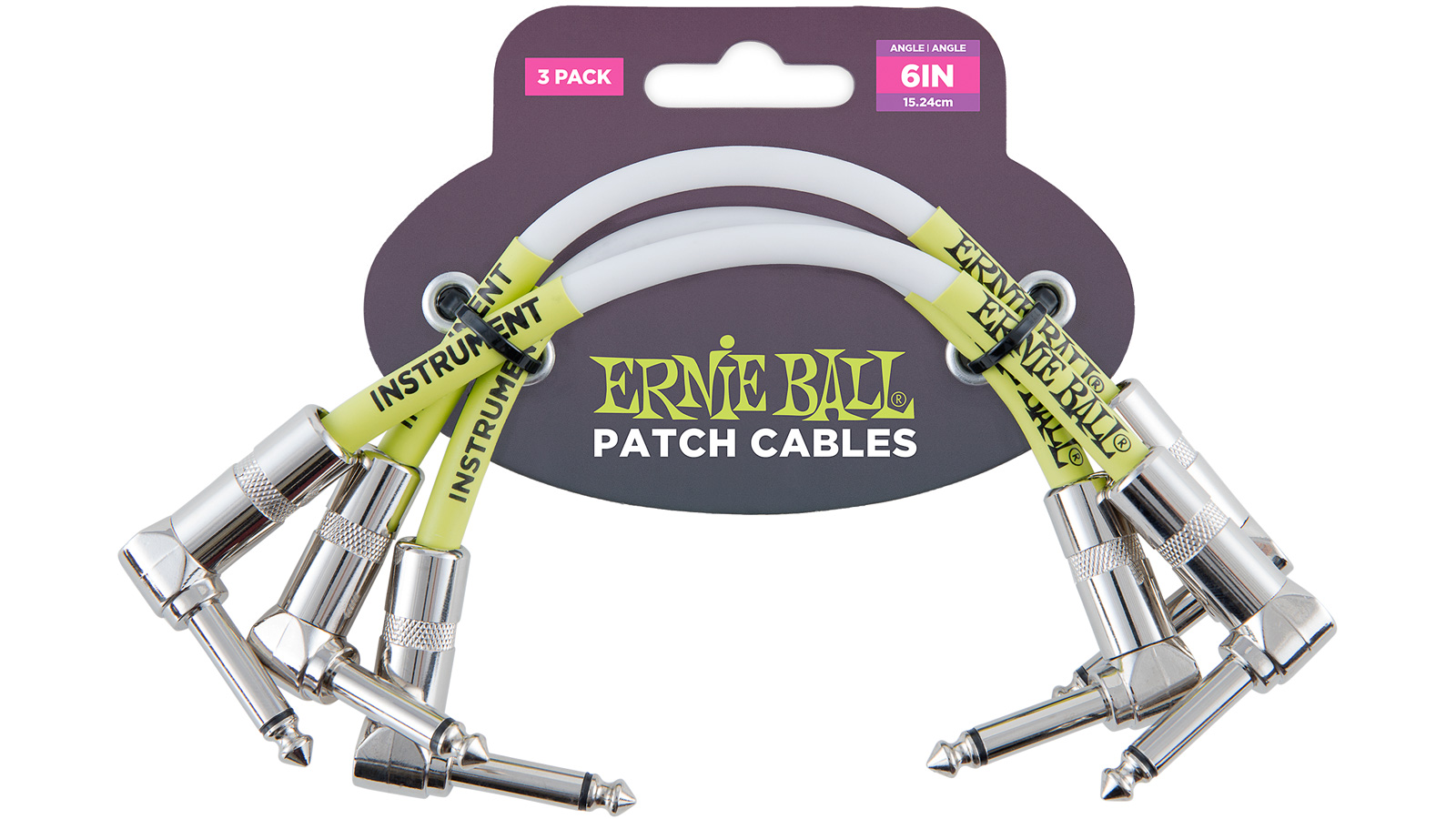 Ernie Ball EB6051 Patchkabel weiß 15,24 cm 3er Pack