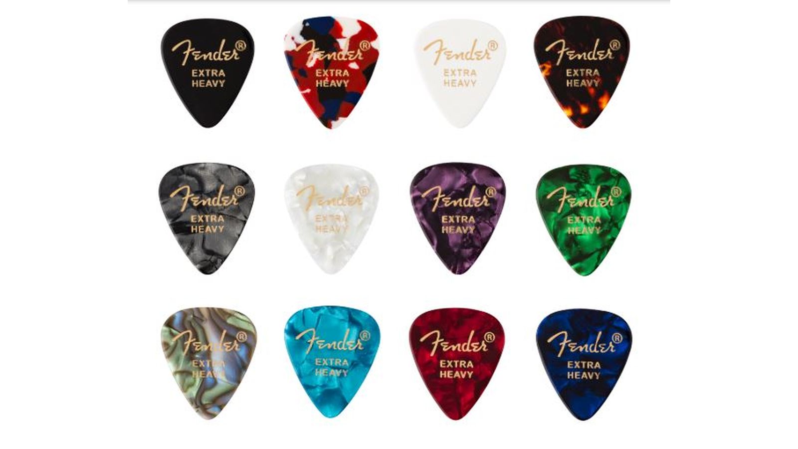 Fender Celluloid Medley 351 Pack Extra Heavy 12x