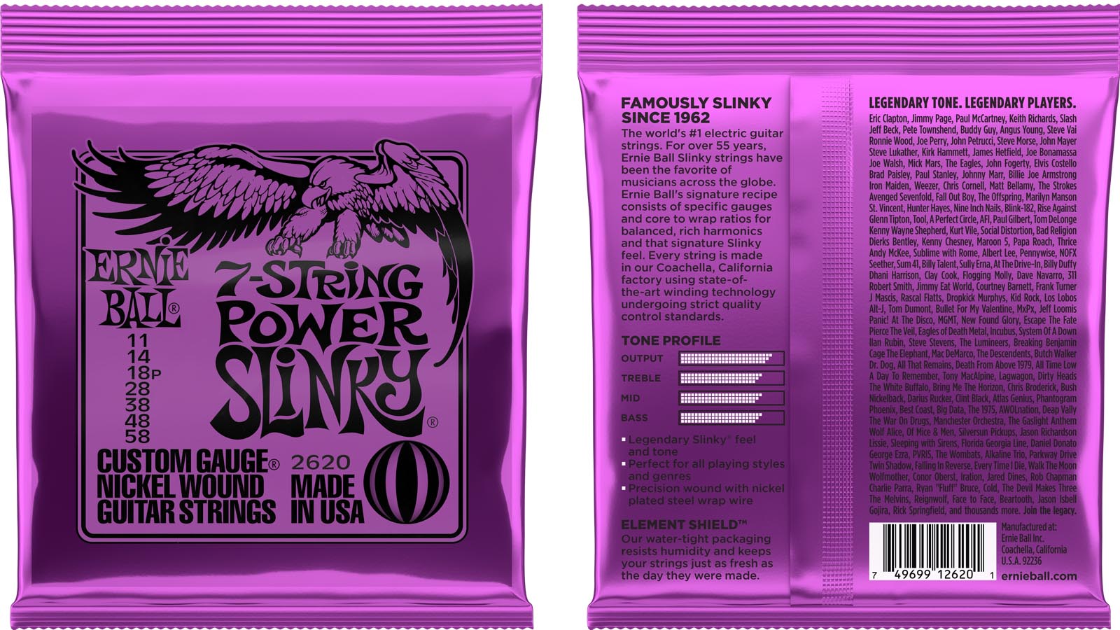 Ernie Ball EB2620 Power Slinky 7-String Saiten 011-058