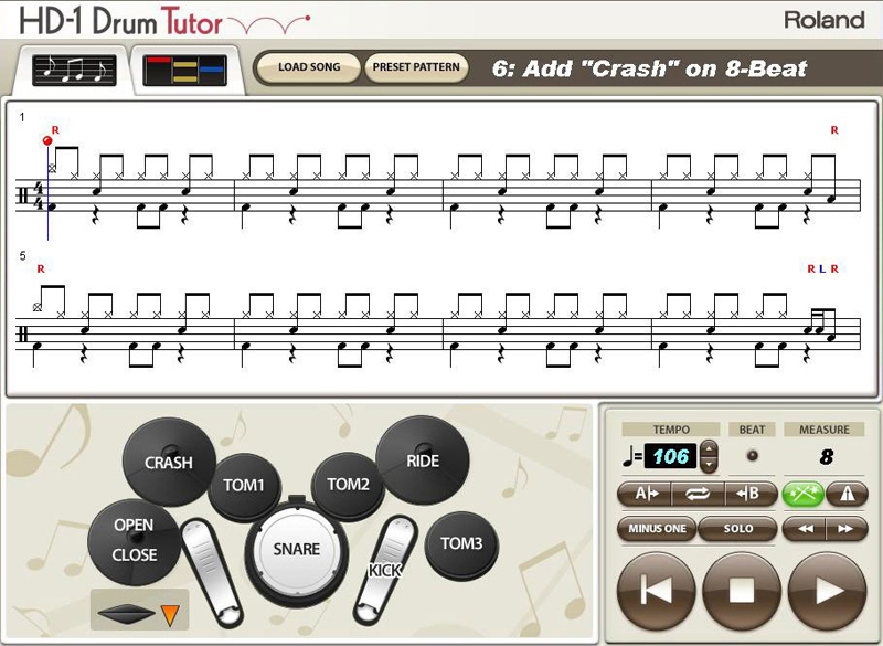 Roland DT-HD1 Tutorial-Software für das HD-1 V-Drum Lite Set