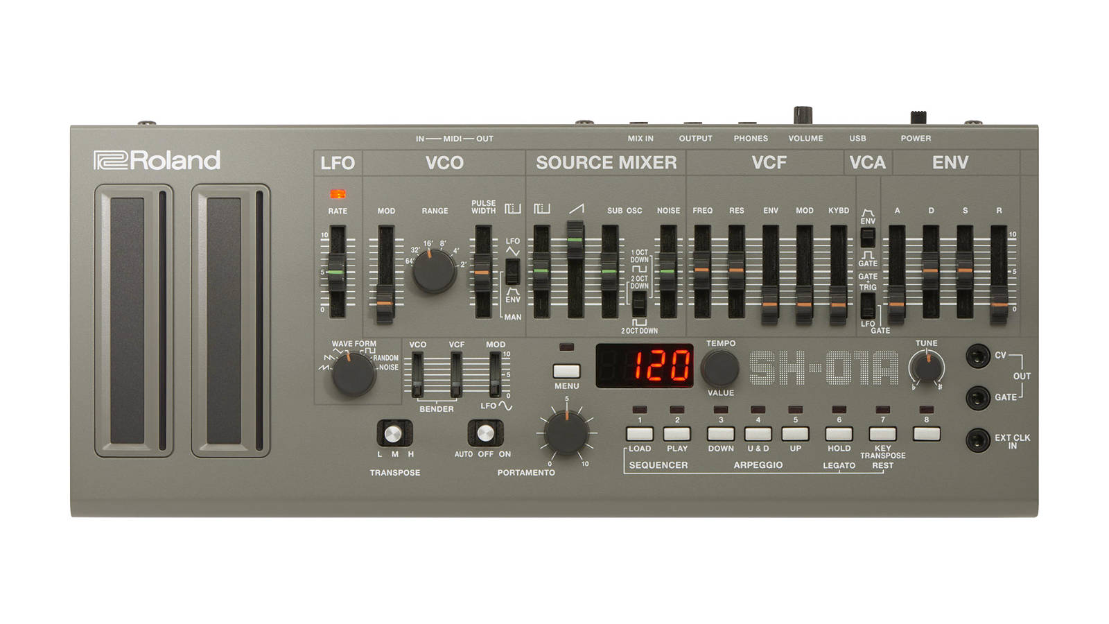 Roland SH-01A Synthesizer Silber