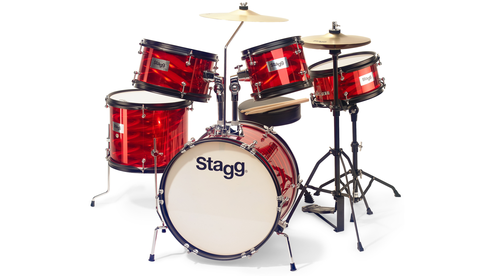 Stagg TIM Junior Kit 5-teiliges Drumset rot