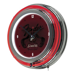 Fender TopHat Neon Clock Red