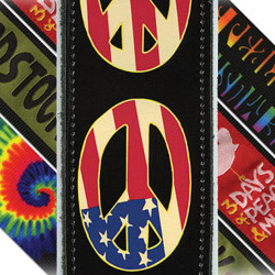 PlanetWaves 25LW06 Woodstock Leather Collection Peace Flag Ledergurt