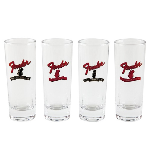 Fender Glas-Set mit Logo Druck 4 Stück