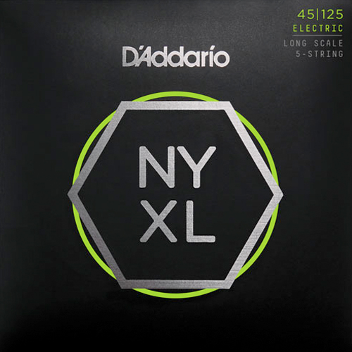 D'Addario NYXL45125 Nickelplated Steel Light Top Medium Bottom 5-Saiter