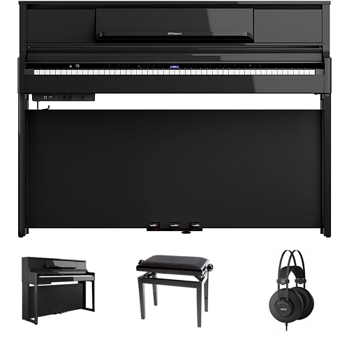 Roland LX-5 PE E-Piano Polished Ebony Bundle/Set