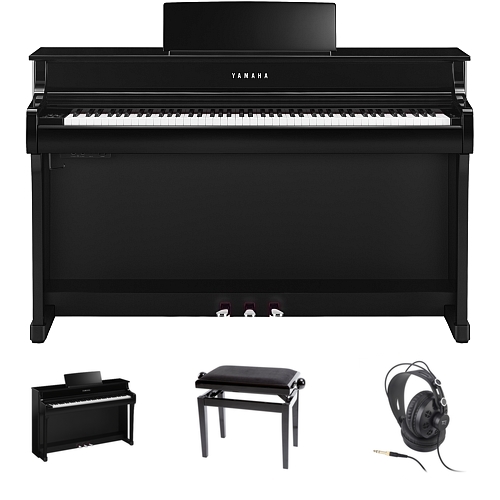 Yamaha CLP-835 PE Digital Piano Polish Black Bundle/Set
