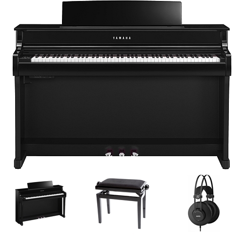 Yamaha CLP-845 PE Digital Piano Black Polish Bundle/Set